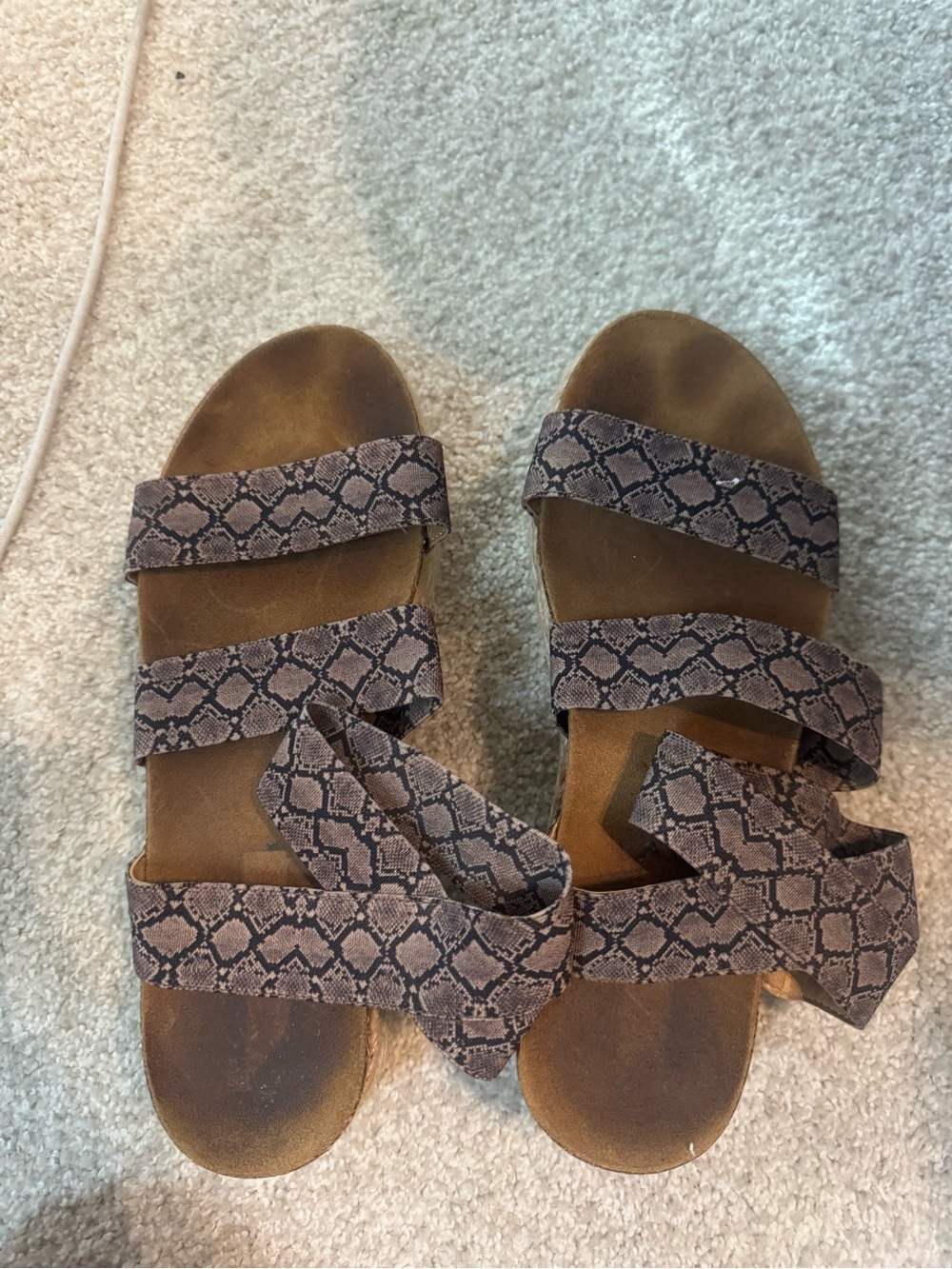 Steve Madden Snake-Print Strappy Sandals in Brown and Black